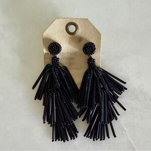 Anthropologie Black Beaded Tassel Earrings